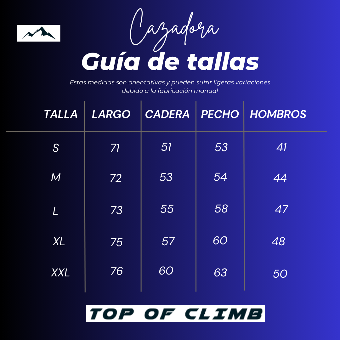 9.GUÍA DE TALLAS CAZADORAS