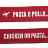 Llavero "Chicken or pasta?" en tela
