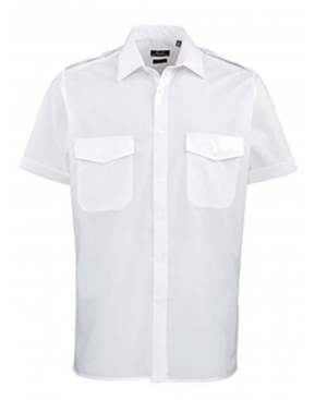 Camisa Piloto  blanca manga corta