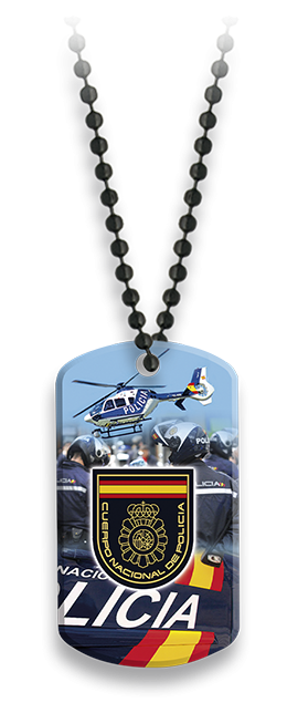 Placa con cadena de bolas Policía Nacional